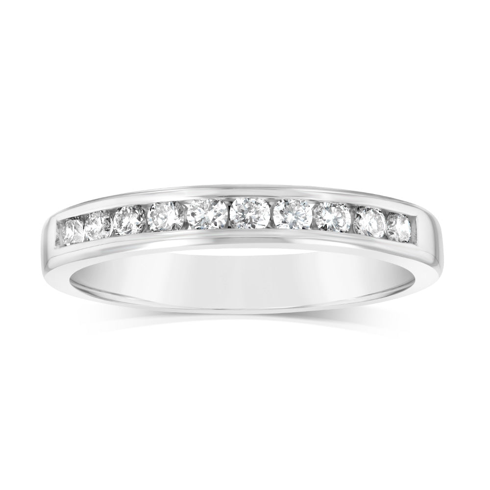 Stunning 9ct White Gold Eternity Ring with 1/3 Carat of 10 Brilliant Cut Diamonds