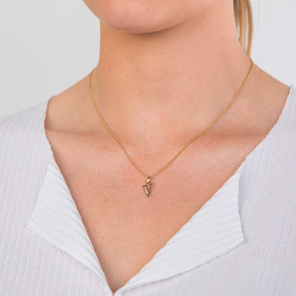 9 Carat Yellow Gold Personalized Initial V Zirconia Pendant for Stylish Jewelry Lovers