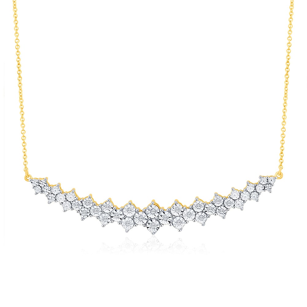 9 Carat Yellow Gold 0.1 Carat Diamond Adorned Curved Chain Necklace - A Stunning Jewelry Piece