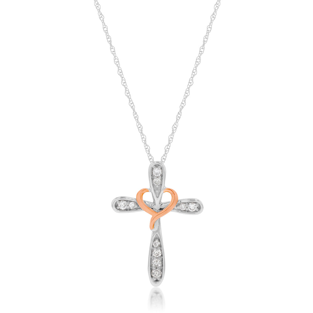 46cm Chain with 1/10 Carat Diamond in 10ct Multi - Hued Gold Jewelry