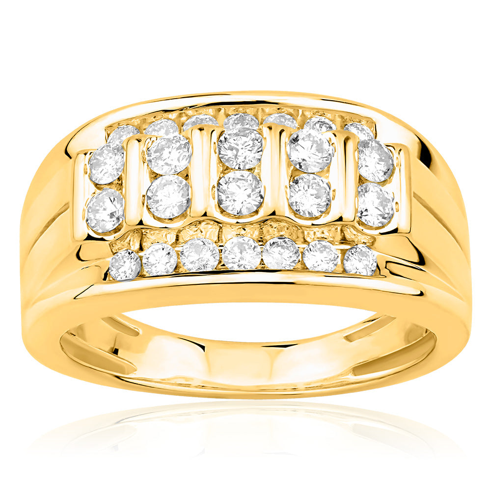1 Carat Diamond Men's Ring in 9ct Yellow Gold for Stylish Gentlemen