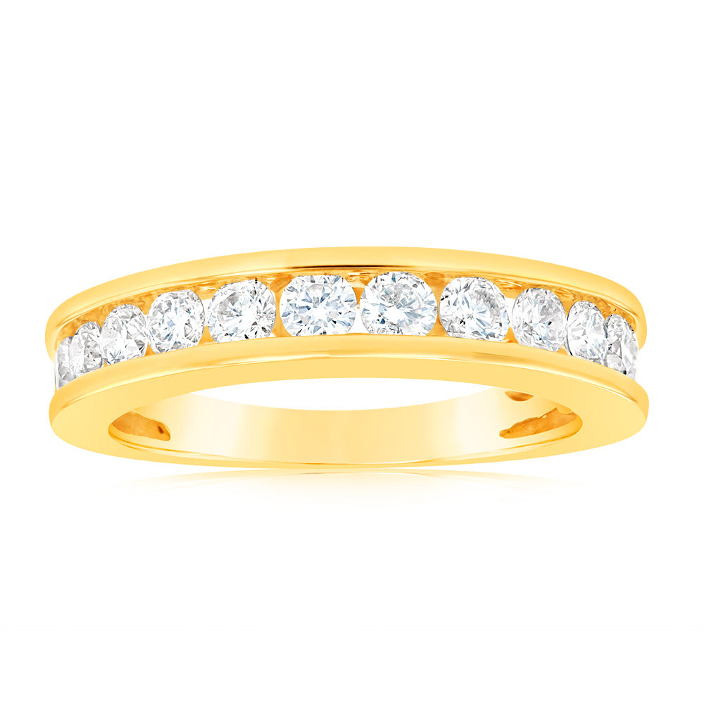 10ct Yellow Gold 1 Carat Sparkling Diamond Eternity Ring Size N