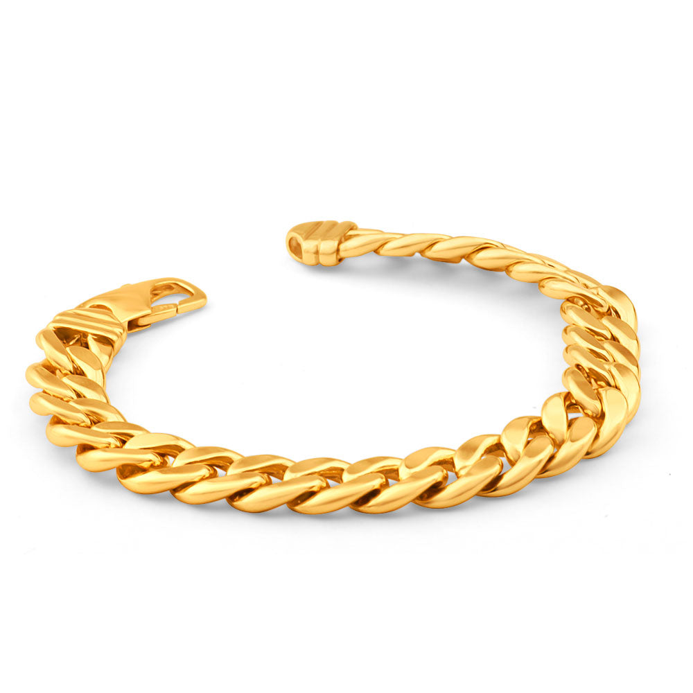 22cm 9ct Yellow Gold-plated Copper Filled 300 Gauge Curb Bracelet