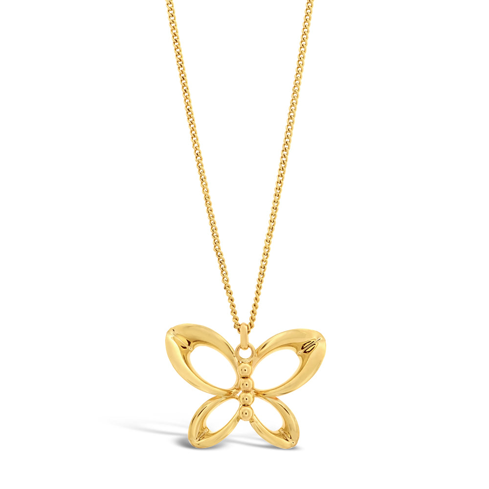 Exquisite 9ct Yellow Gold Cutout Butterfly Pendant for Everyday Elegance