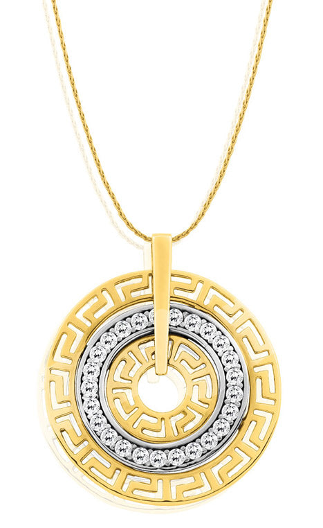 Stunning 9ct Yellow and White Gold Pendant with Cubic Zirconia and Diamonds