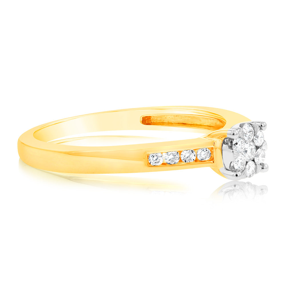 Stunning 9ct Yellow Gold 1/5 Carat Diamond Dress Ring for Special Occasions