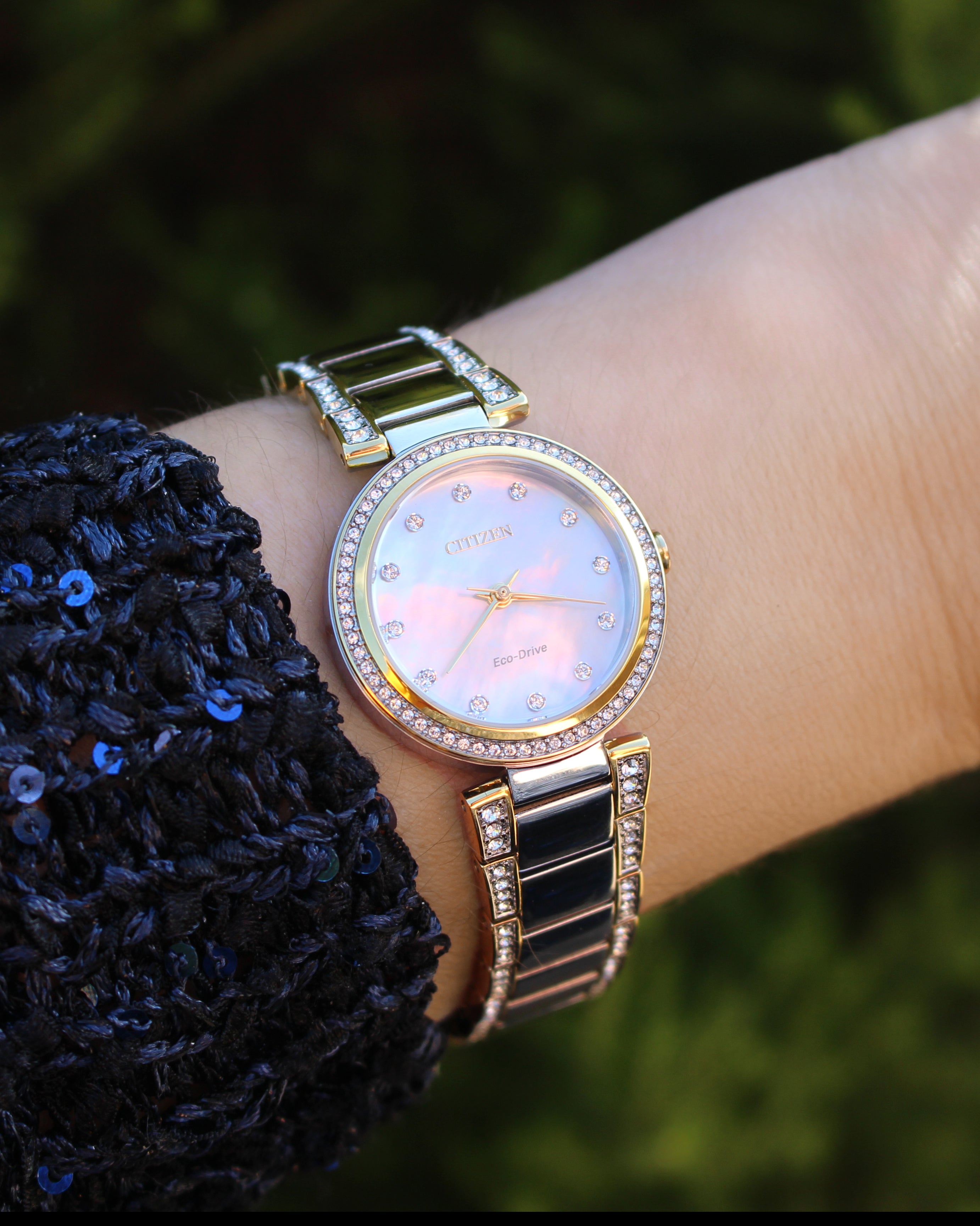 Citizen Eco - Drive Two - Tone EM0844 - 58D Elegant Women's Watch with Swarovski Crystals