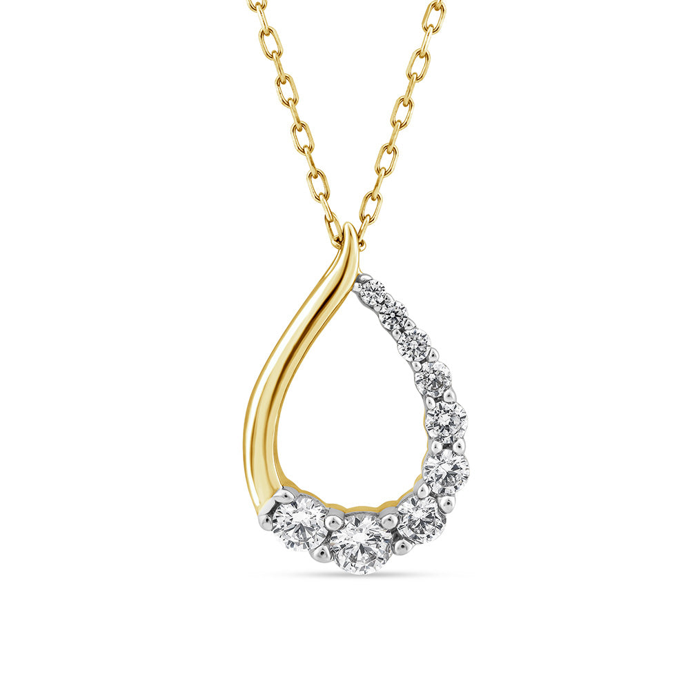 10-Carat White Gold Shining Lab-Grown Teardrop Diamond Pendant
