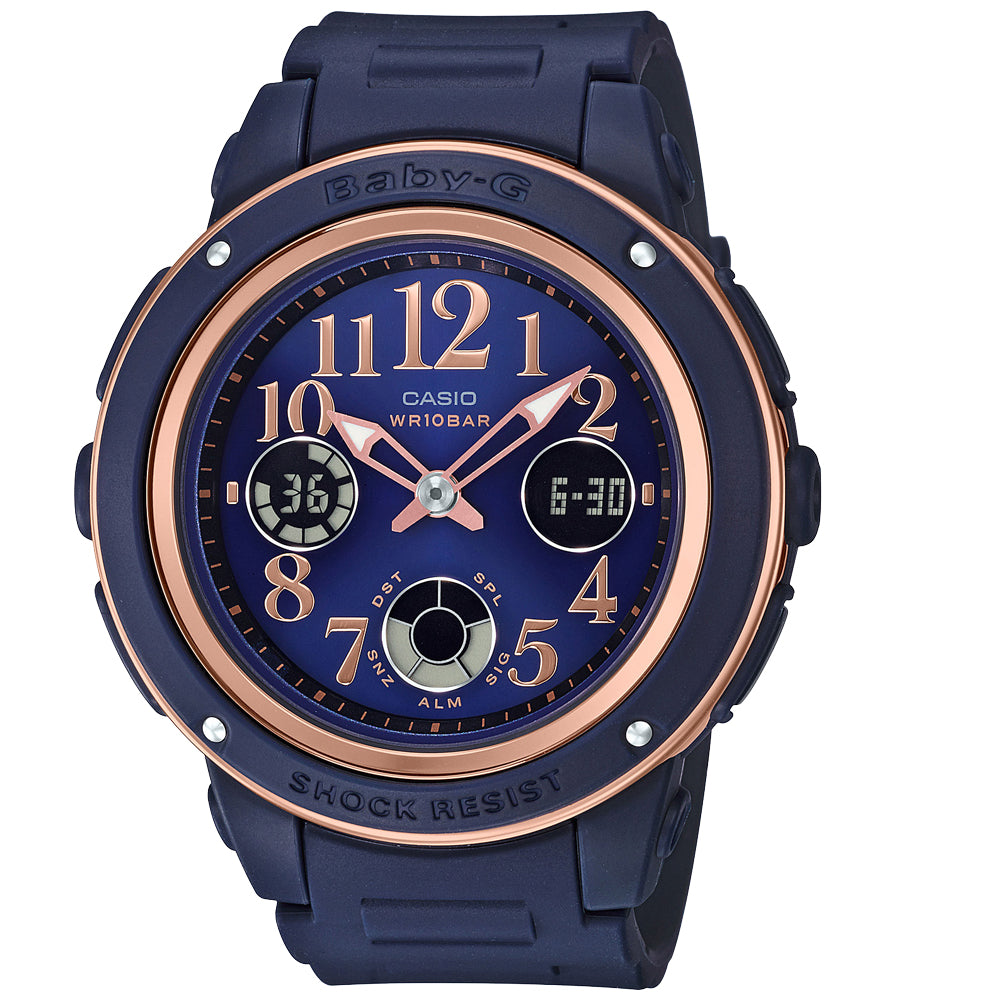 Baby-G BGA150pg-2B2 Casual Navy Blue and Brown Women's Watch
