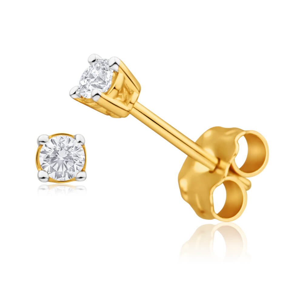 Alluring 9ct Yellow Gold Diamond Stud Earrings for Everyday Wear