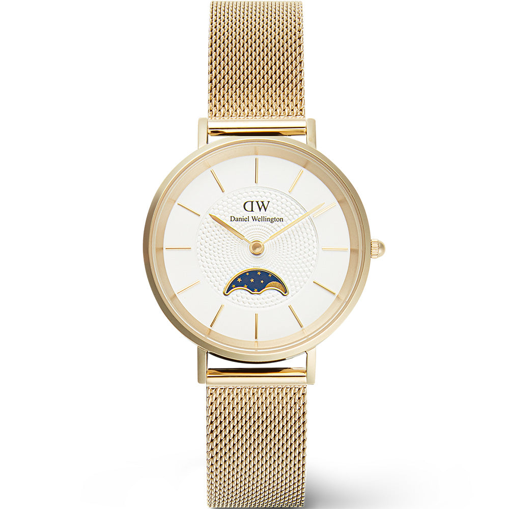 Daniel Wellington Women's Petite Lune Moonphase Watch - DW00100771 with Rose Gold PVD-coated Stainless Steel Design