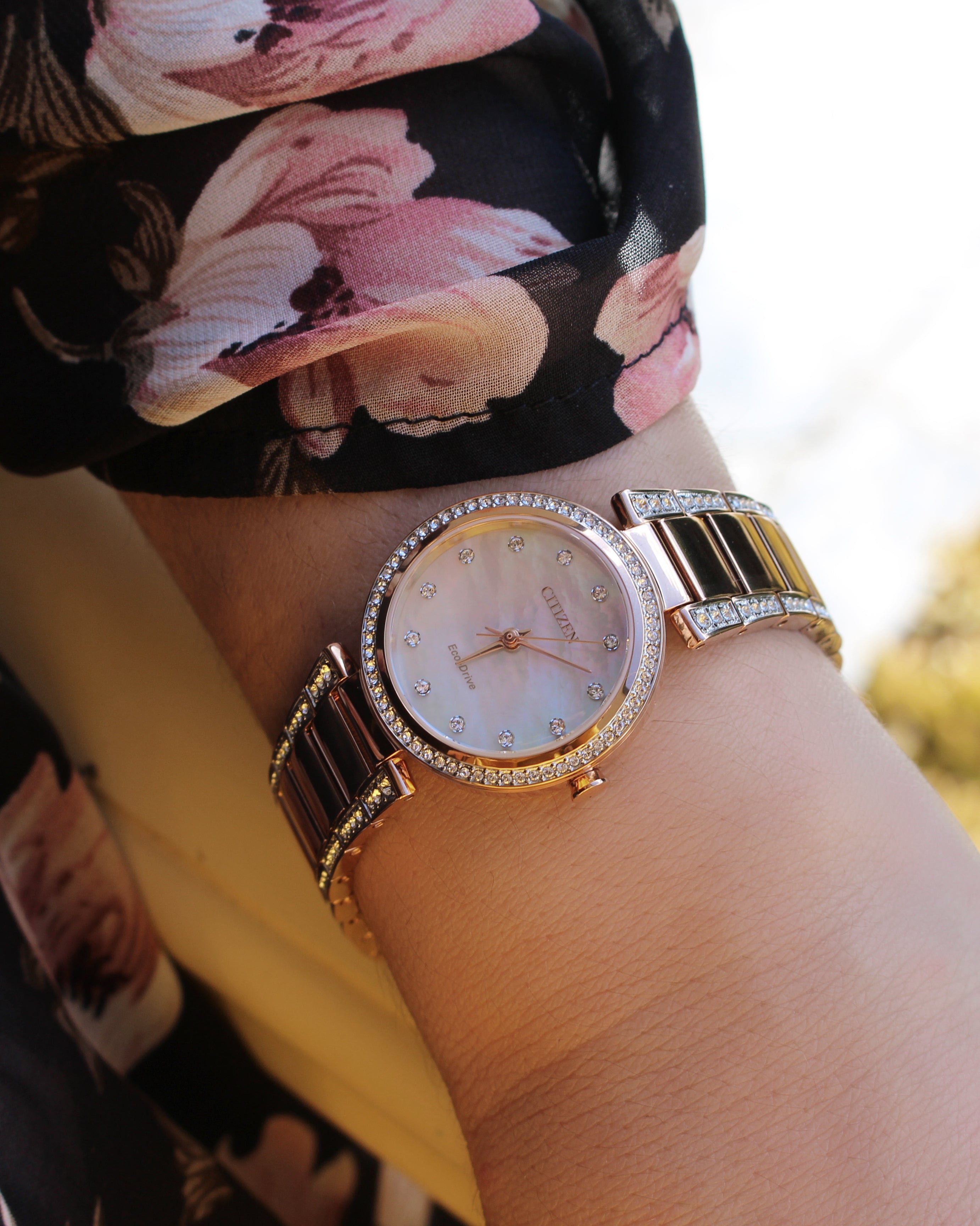 Citizen Eco-Drive Women's Elegant Rose Gold Crystal-Accented Watch EM0843-51D