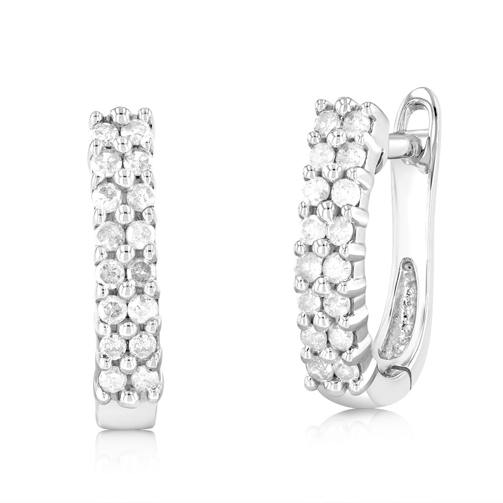 Exquisite 1/3 Carat Diamond Hoop Earrings Crafted in 10ct White Gold