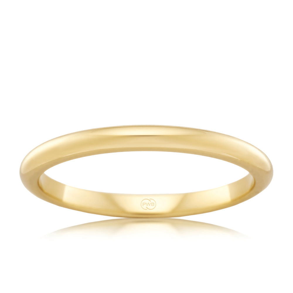 2.5mm High Dome 9ct Yellow Gold Ring for Timeless Style