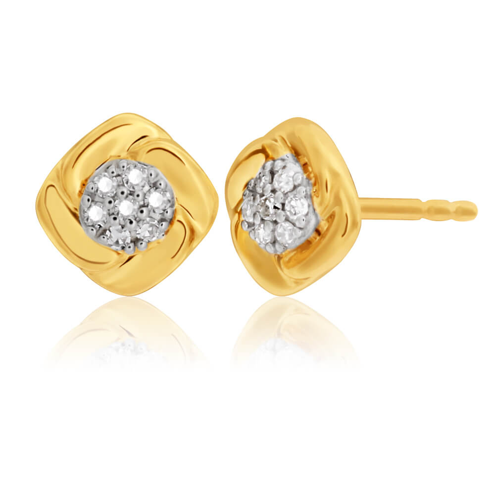Stunning 9ct Yellow Gold Diamond Cluster Earrings for Any Occasion