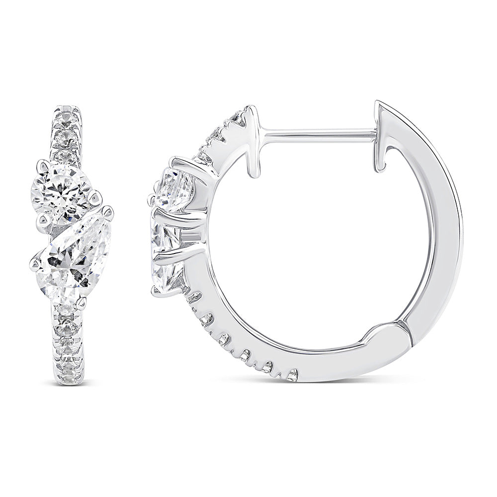 Stunning 10-Carat White Gold Luminescent Lab-Grown Diamond Hoop Earrings with a Total of 0.30 Carats
