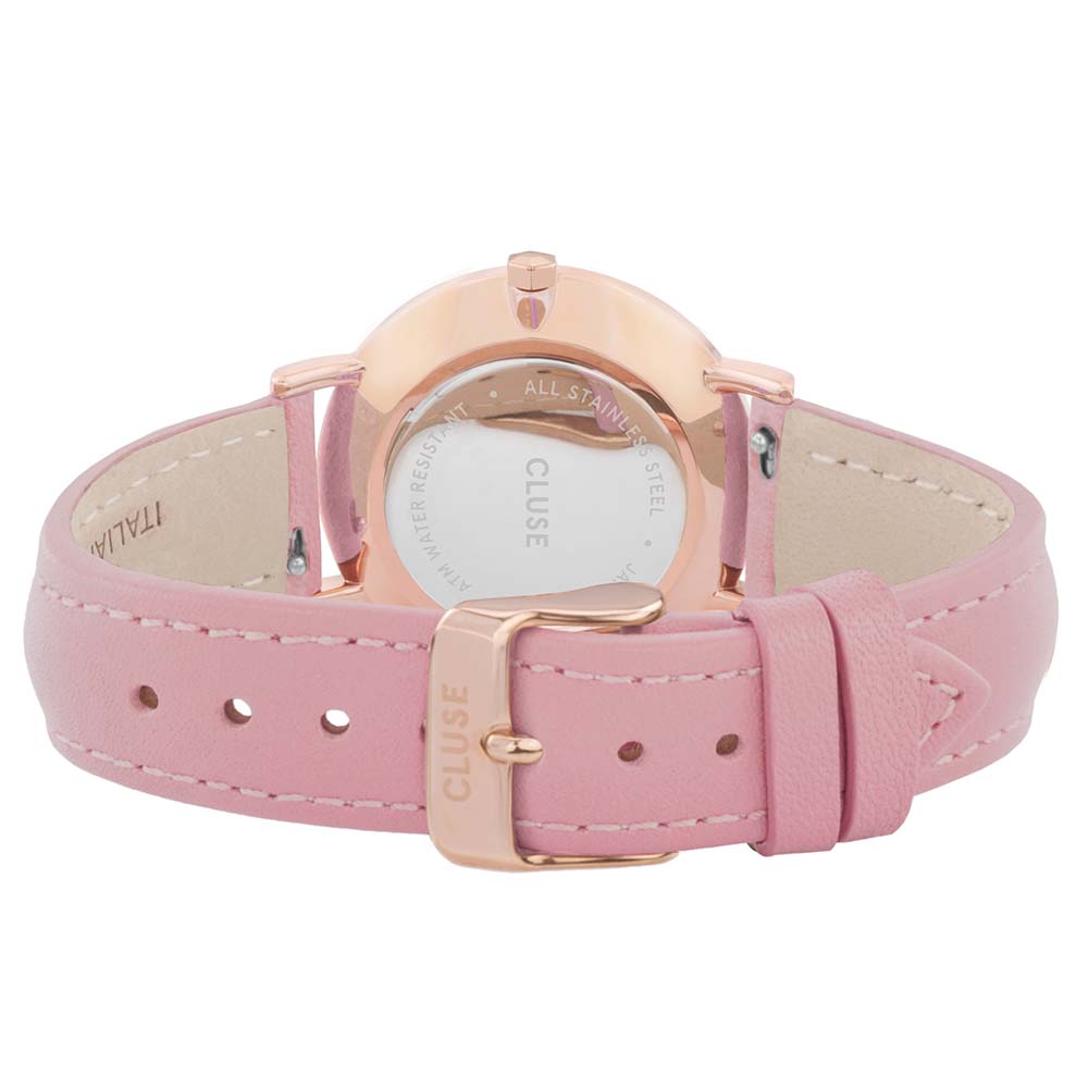 Cluse Minuit Women's Light Pink Leather Watch with Rose Gold Dial