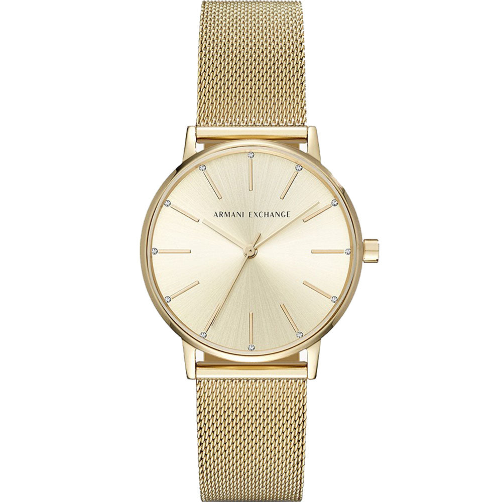 Armani Exchange Women's Gold-Toned Mesh Band Analogue Watch AX5536