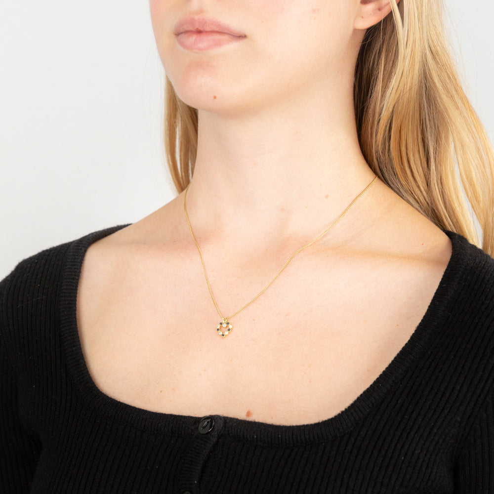 Exquisite 9ct Yellow Gold Blue and White Zirconia Heart-Shaped Pendant