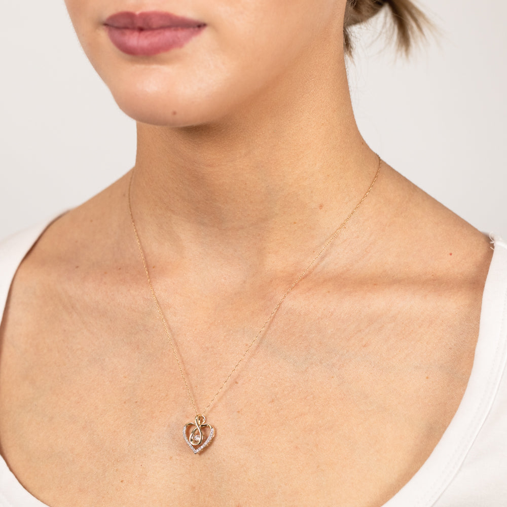 9ct Yellow Gold Shining Lab - Grown Infinity Heart - Shaped Diamond Pendant