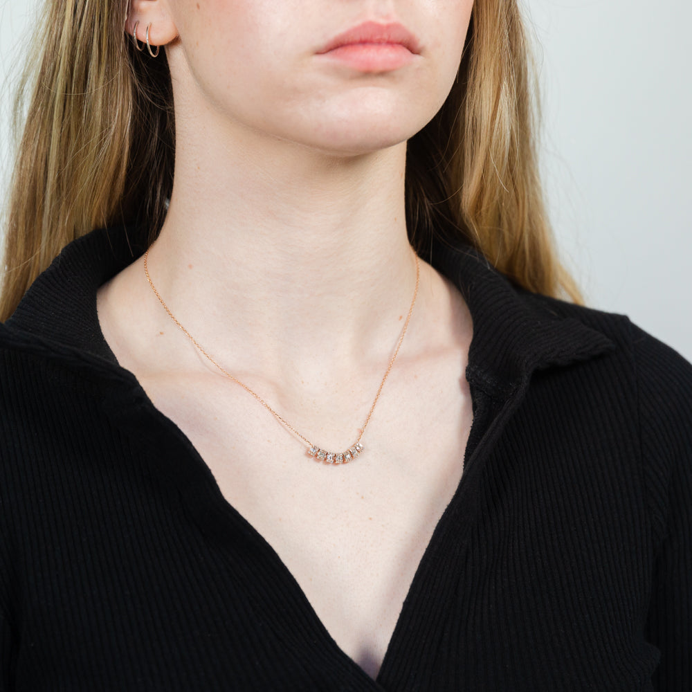 14 Carat Rose Gold 0.5 Carat Diamond Adjustable Necklace Chain Ranging from 38 to 43 cm