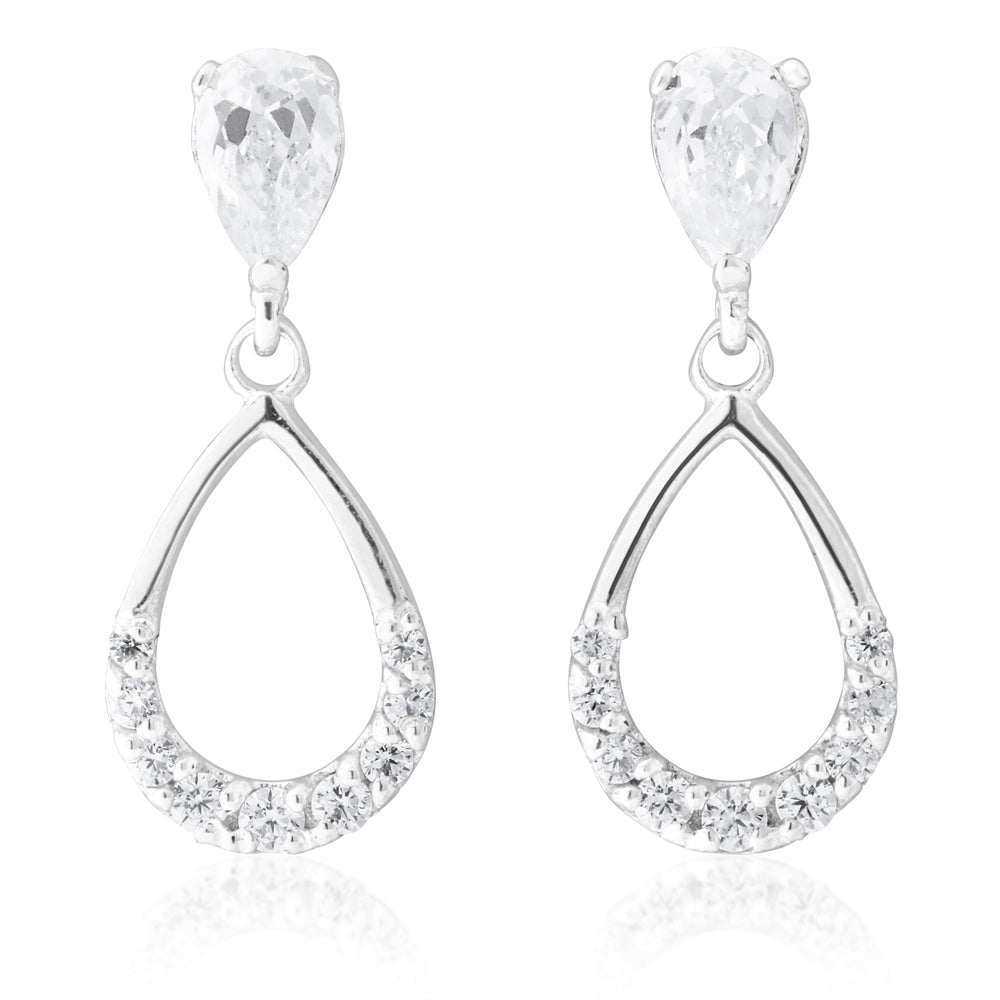Stunning 9 Carat White Gold Pear - Shaped Zirconia Drop Earrings for Fashion - Forward Individuals