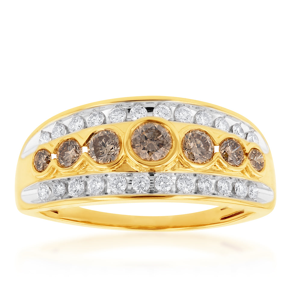 9ct Yellow Gold Ring Set with 1 Carat Australian Diamonds