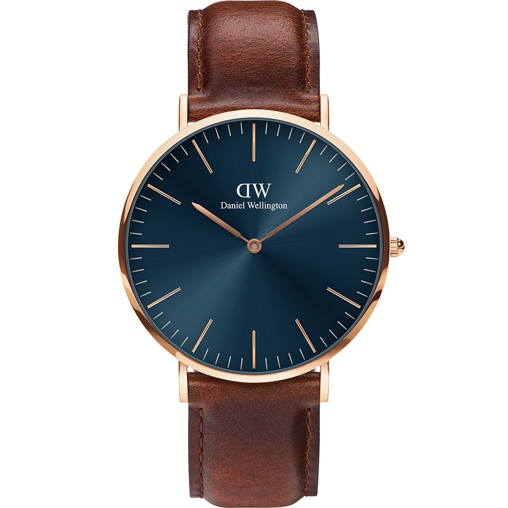 Daniel Wellington St Mawes Classic DW00100626 with Deep Blue Dial & Brown Leather Strap