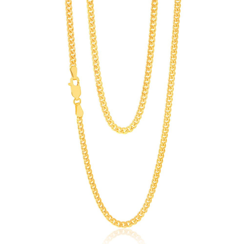 50cm 9-Carat Yellow Gold Plated Curb Chain Necklace for Fashion Lovers