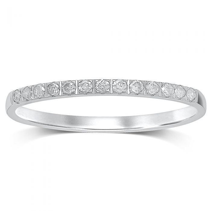 Stunning 9ct White Gold Eternity Ring Adorned with 13 Sparkling Diamonds