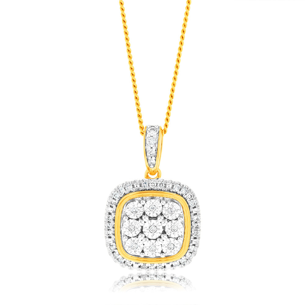 9 Carat Yellow Gold 1/6 Carat Diamond Jewelry Pendant