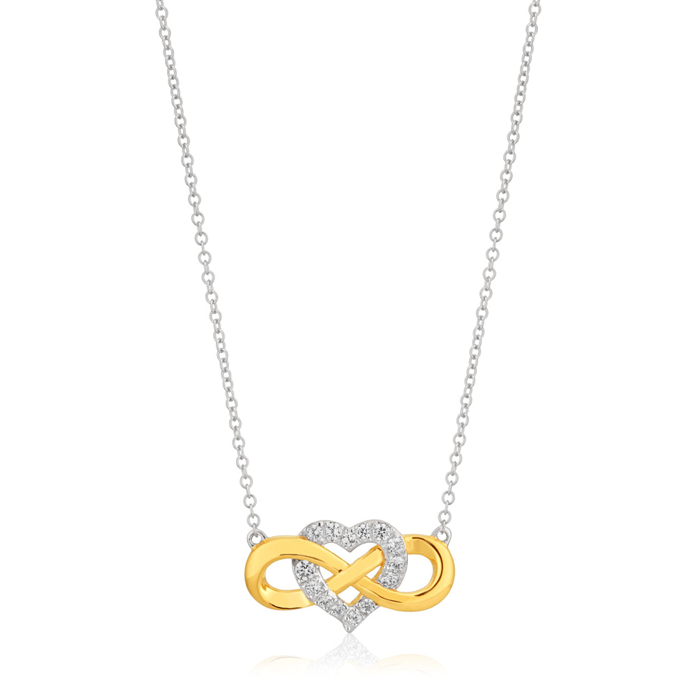 9ct Yellow Gold Chain with Heart & Infinity Pendant