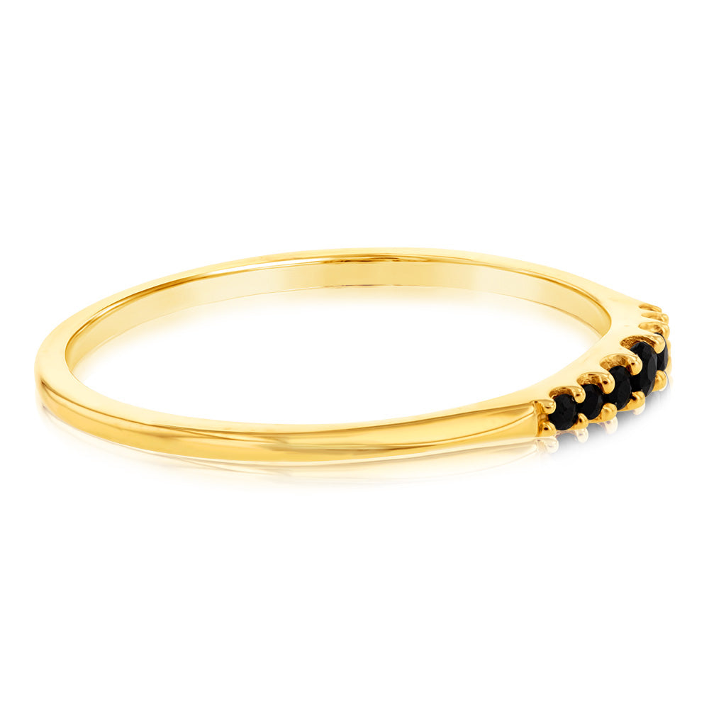 Stunning 9 Carat Yellow Gold Ring Featuring Graduating Natural Sapphires