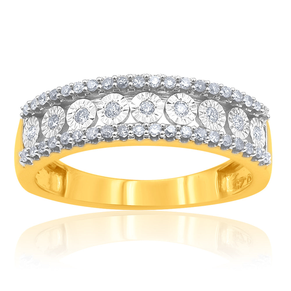 Stunning 9ct Yellow Gold Ring with 1/4 Carat and 49 Sparkling Diamonds