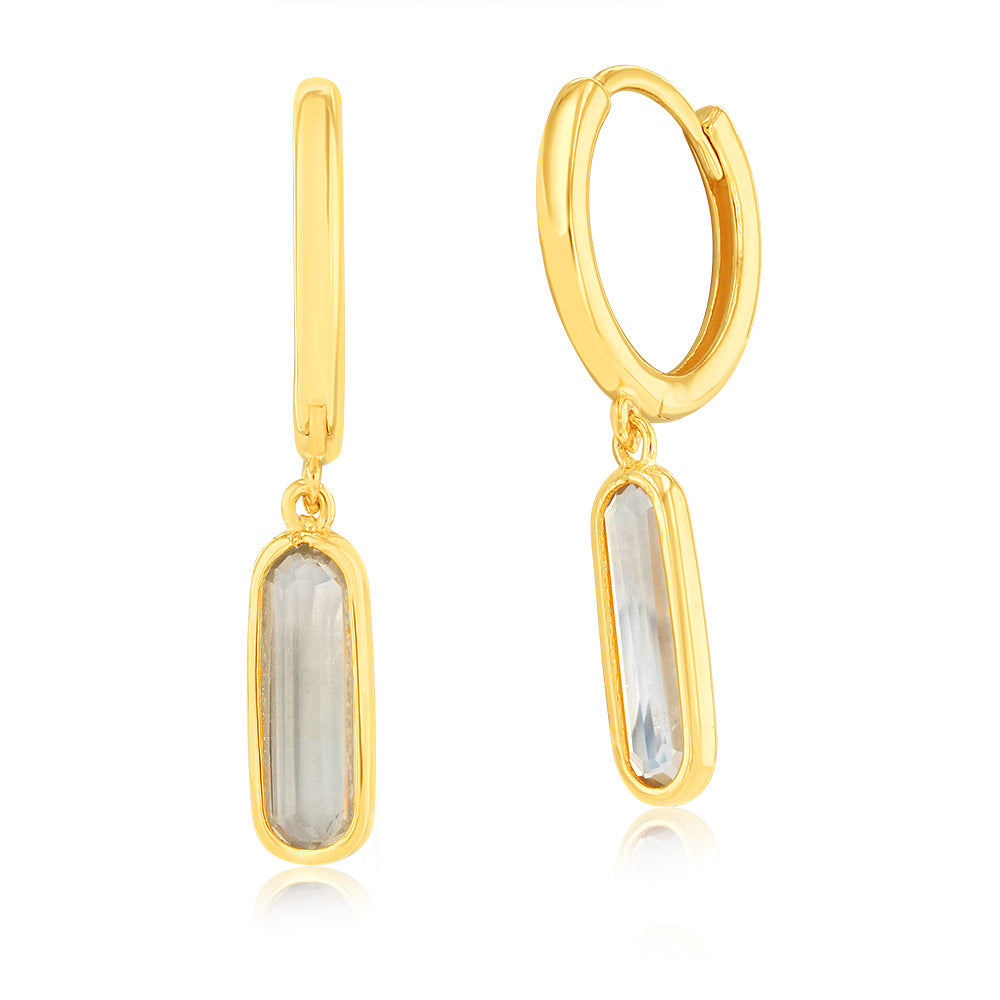 Stylish 9ct Yellow Gold Sleeper Earrings with Natural Quartz