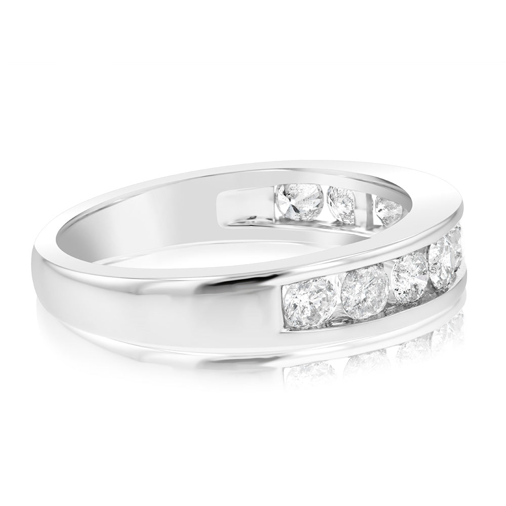 Exquisite 0.80 Carat Diamond Eternity Ring Crafted in 10 Carat White Gold for Timeless Elegance