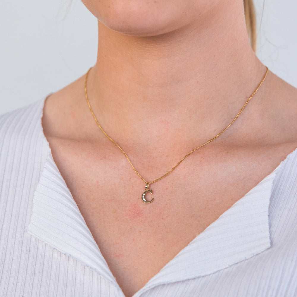 Stunning 9ct Yellow Gold Initial C Zirconia Jewelry Pendant for Any Occasion