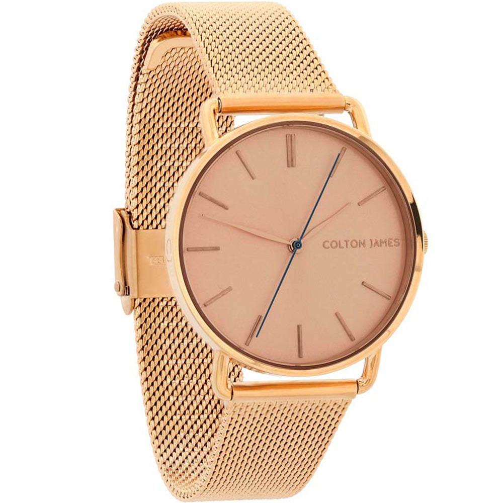 Colton James Eclipse Classic Ladies Rose Gold Dial and Rose Gold Mesh Stainless Steel Watch for Fashionable Women