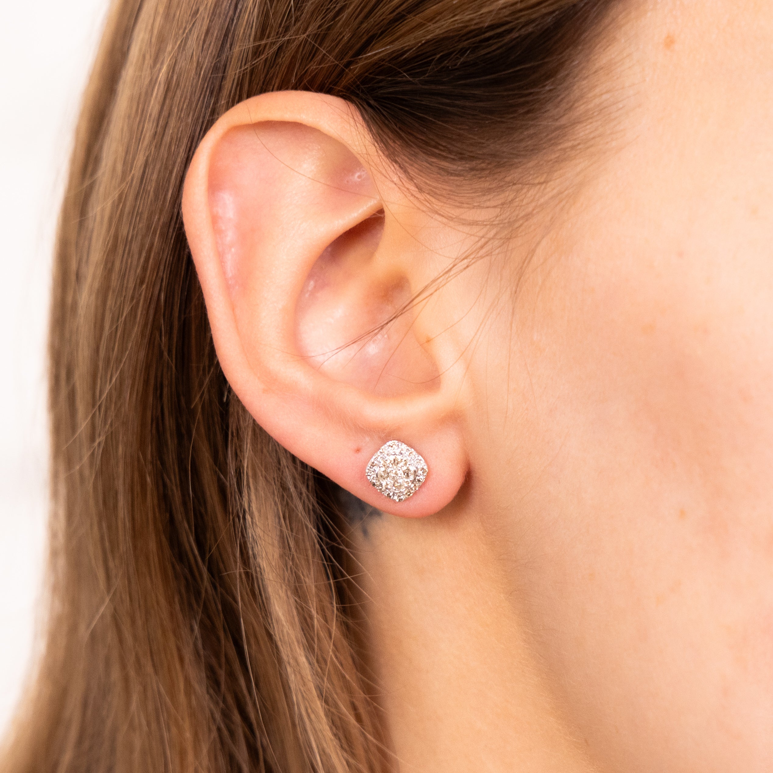 Stunning 9ct White Gold Half - Carat Diamond Stud Earrings for Women's Jewelry Collection