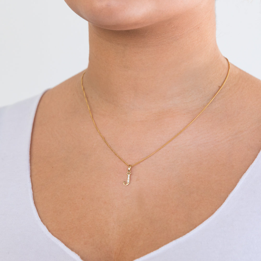 Exquisite 9ct Yellow Gold Initial J Zirconia Jewelry Pendant for Personalized Expression