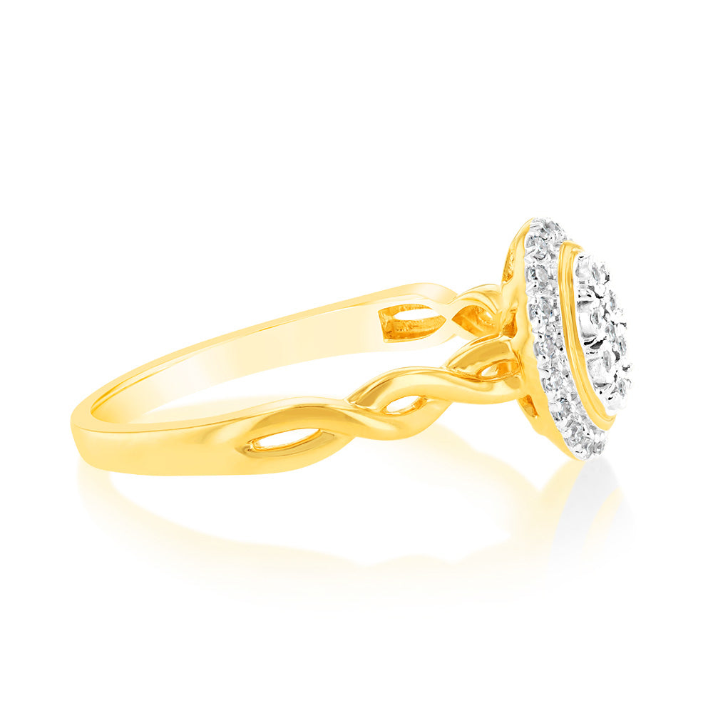 Stunning 9ct Yellow Gold Ring with 25 Lab-Grown Brilliant Luminesce Diamonds