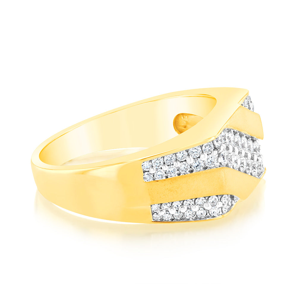 Gents 9ct Yellow Gold Ring with 1 Carat Luminescent Lab - Grown Diamond
