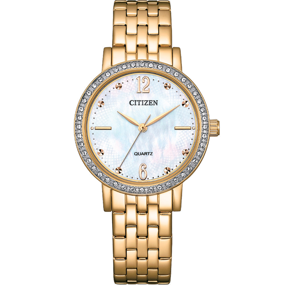 Citizen EL3103-57D Women's Gold-Tone Quartz Watch with Crystal Accents