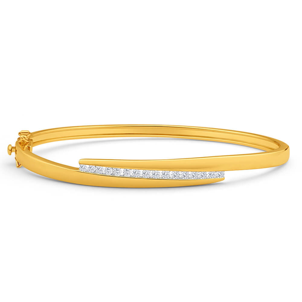 Gorgeous 9ct Yellow Gold 1/2 Carat Diamond Minimalist Bangle