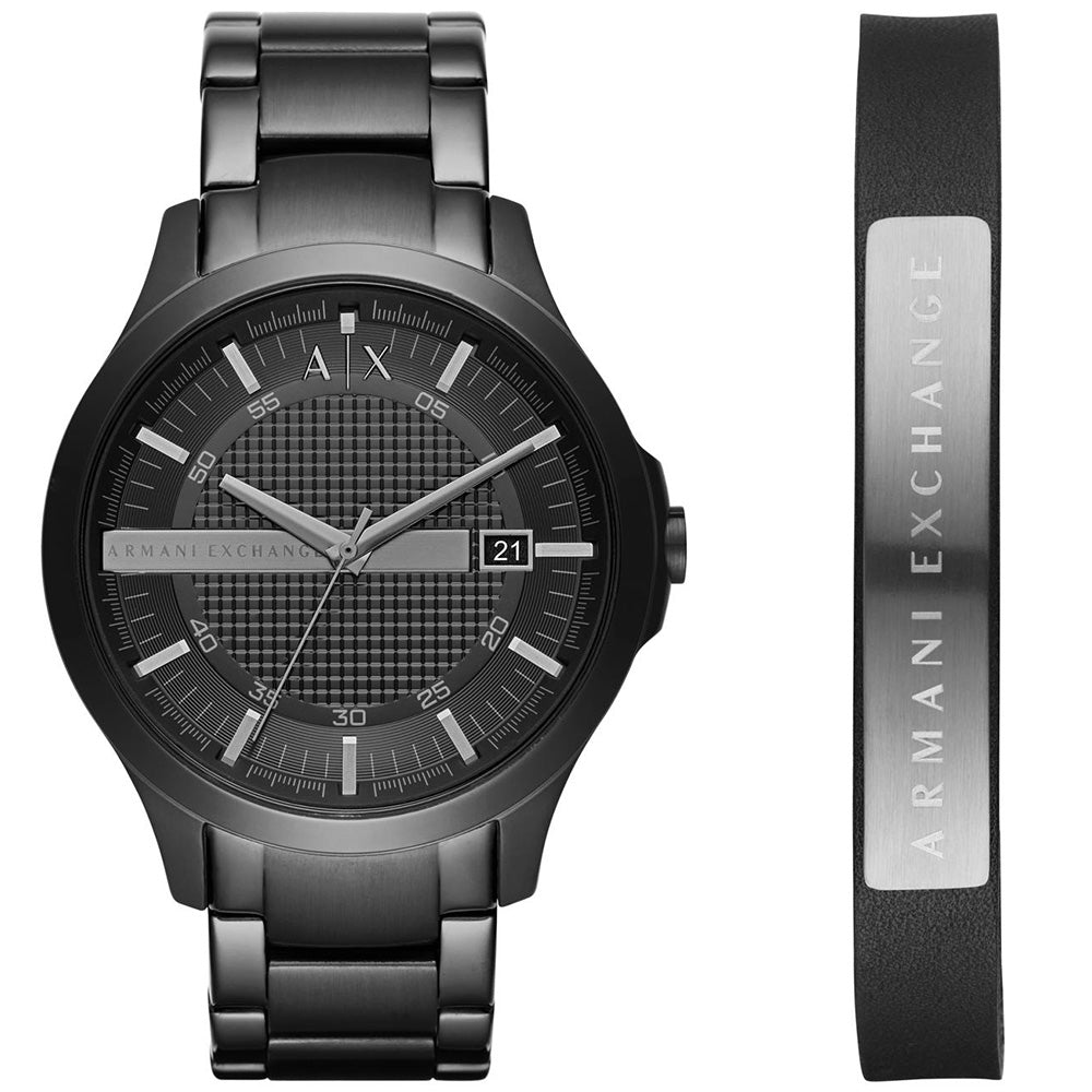Armani Exchange AX7101 Hampton Black Analogue Watch Gift Set