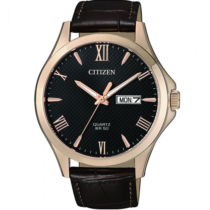 Citizen BF2023-01H Men's Gold-Toned Quartz Watch with Leather Strap