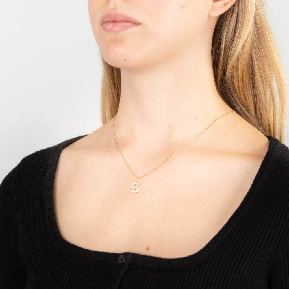 9ct Yellow Gold Fashionable Freshwater Pearl Mini Initial S Pendant for Jewelry Lovers