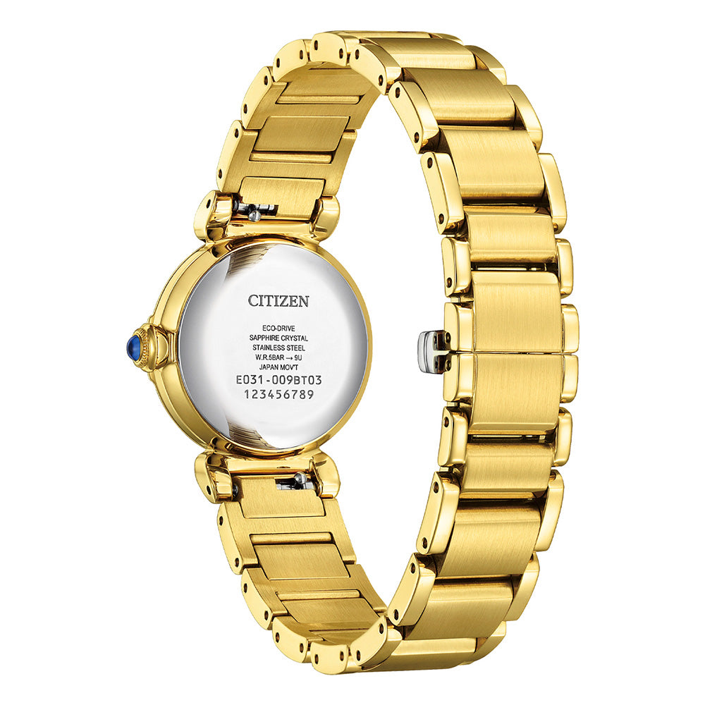 Citizen Luxury Eco-Drive EM1132-88H Men's Watch with Gold Case and Black Dial