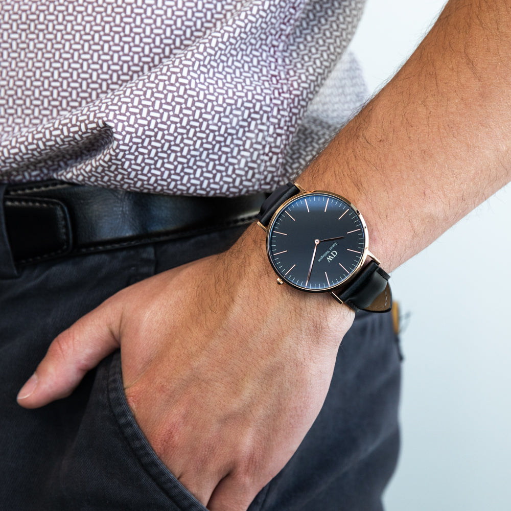 Daniel Wellington DW00100127 Classic Sheffield Black Leather Strap Watch