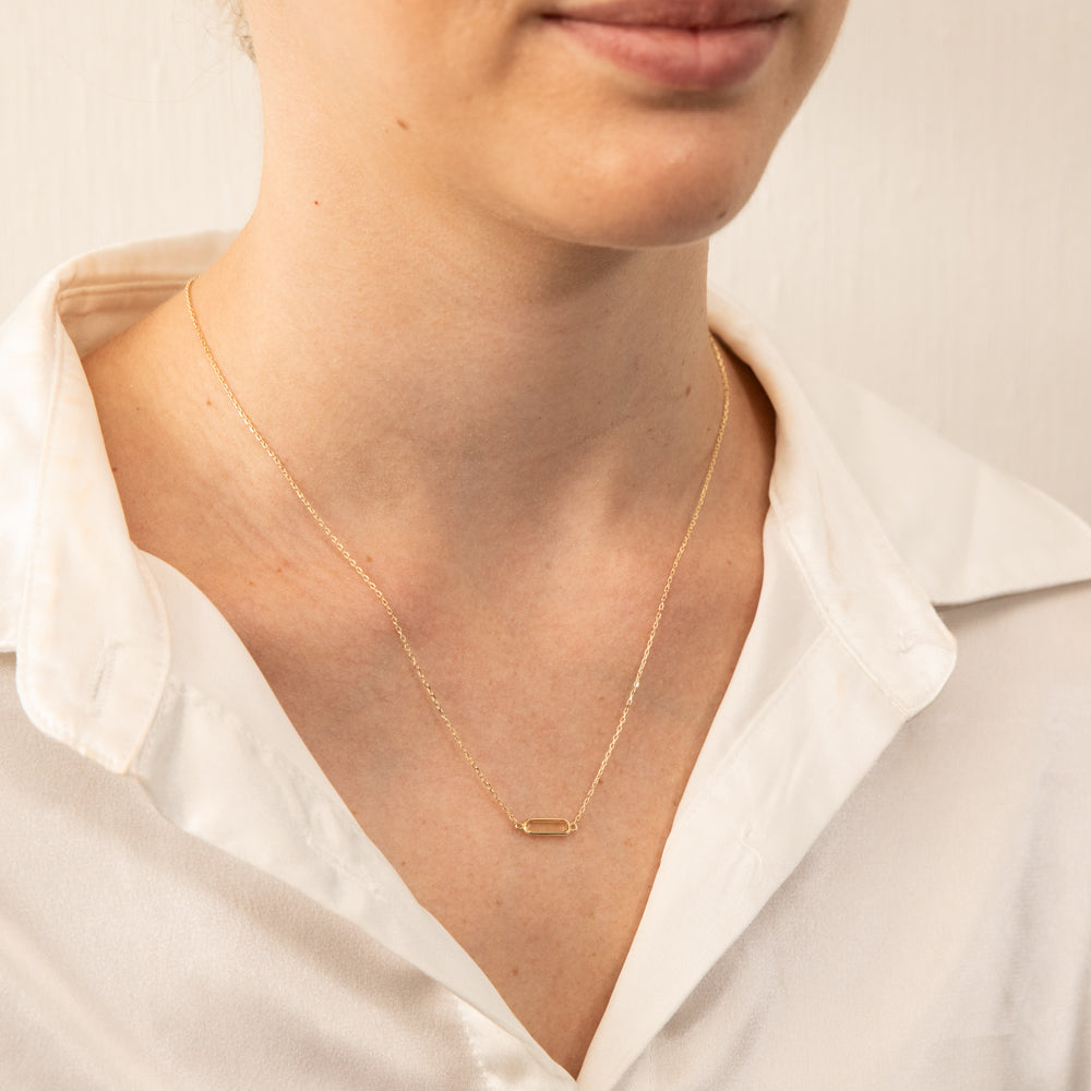 9ct Yellow Gold Chain with Natural Quartz Pendant